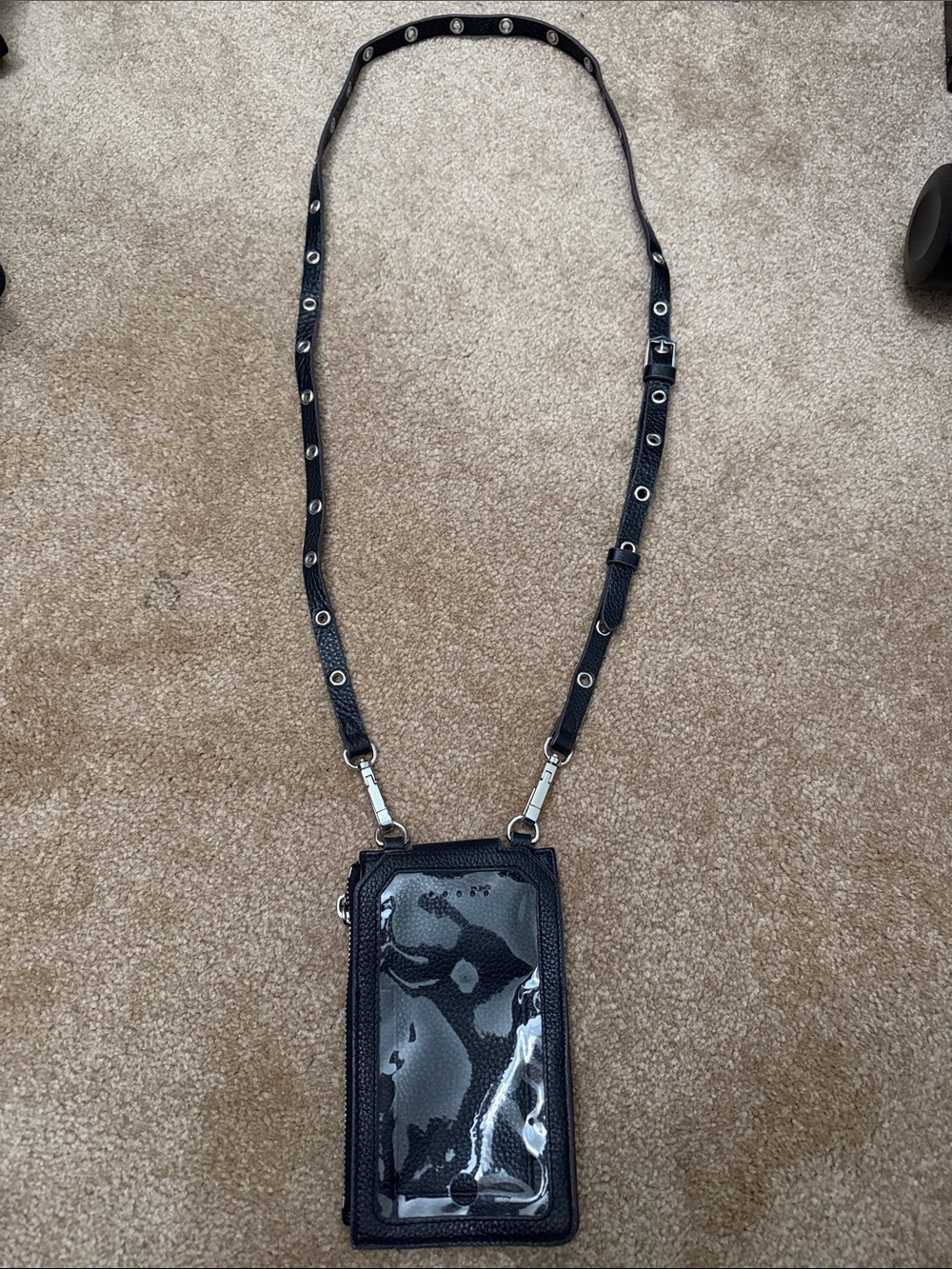 Aimee Kestenberg Black Crossbody Phone Pouch with Grommet Strap